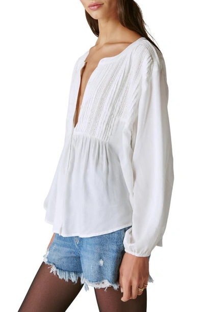 Shop Lucky Brand Pintuck Top In Whisper White