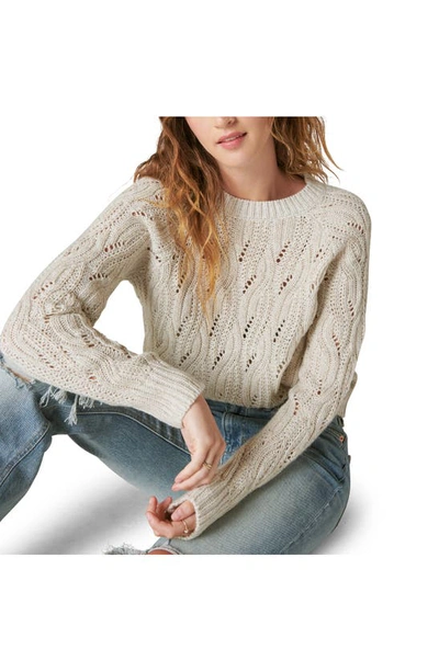 Shop Lucky Brand Metallic Thread Cable Sweater In Straw Heather