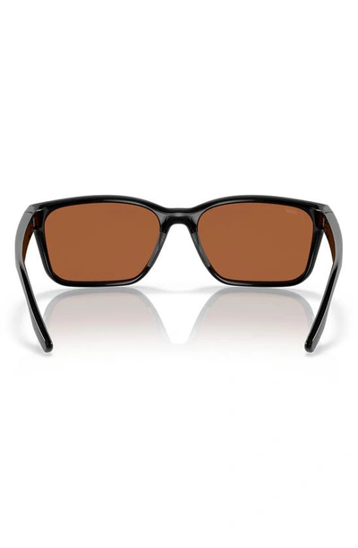 Shop Costa Del Mar Palmas 57mm Polarized Rectangular Sunglasses In Black/ Green