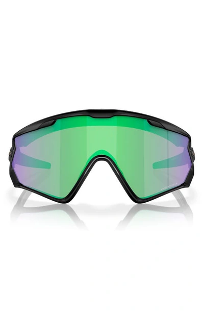 Shop Oakley Wind Jacket 2.0 Shield Sunglasses In Black Green