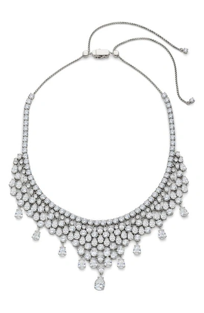 Shop Nadri Cubic Zirconia Collar Necklace In Rhodium