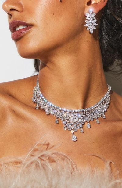 Nadri Cubic Zirconia Collar Necklace In Rhodium