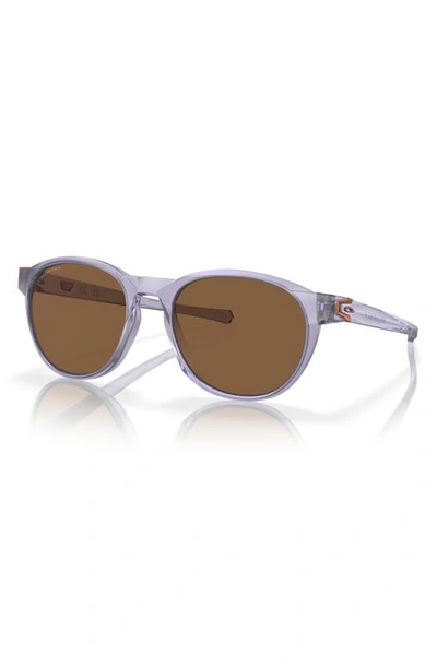 Shop Oakley Reedmace 54mm Round Sunglasses In Matte Lilac/ Prizm Bronze