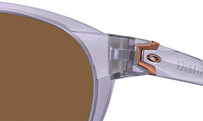 Shop Oakley Reedmace 54mm Round Sunglasses In Matte Lilac/ Prizm Bronze