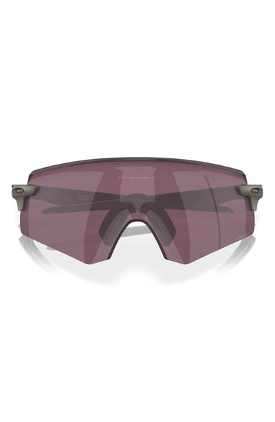 Shop Oakley Encoder Prizm™ Rimless Wrap Shield Sunglasses In Matte Olive/ Prizm Road Black