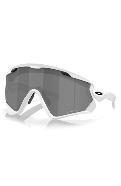 Shop Oakley Wind Jacket 2.0 Shield Sunglasses In White