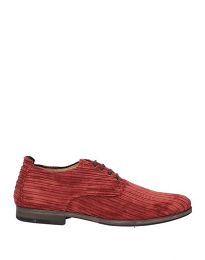 Shop Giovanni Conti Man Lace-up Shoes Rust Size 8 Textile Fibers In Red
