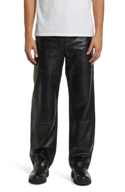 Shop Frame Lambskin Leather Pants In Black