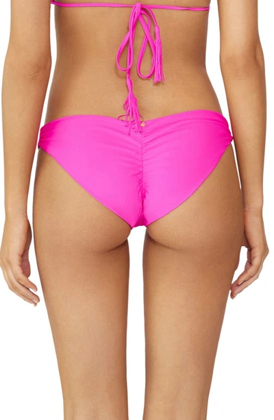 Shop Pq Swim Ruched Bikini Bottoms In Hot Pink