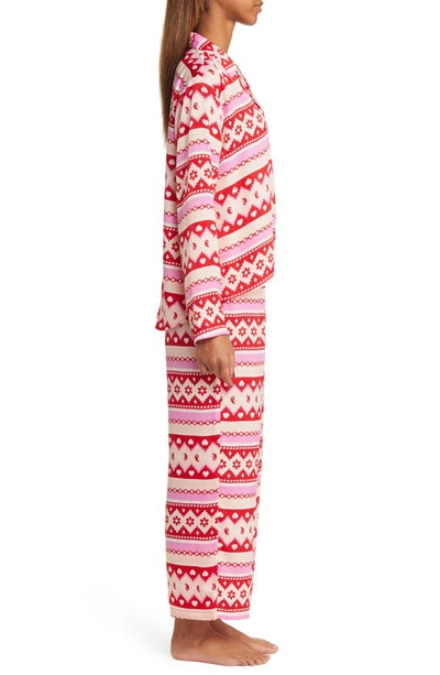 Shop Bp. Satin Pajama Set In Red Salsa Holiday Fairisle