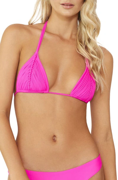 Shop Pq Swim Isla Macramé Triangle Bikini Top In Hot Pink