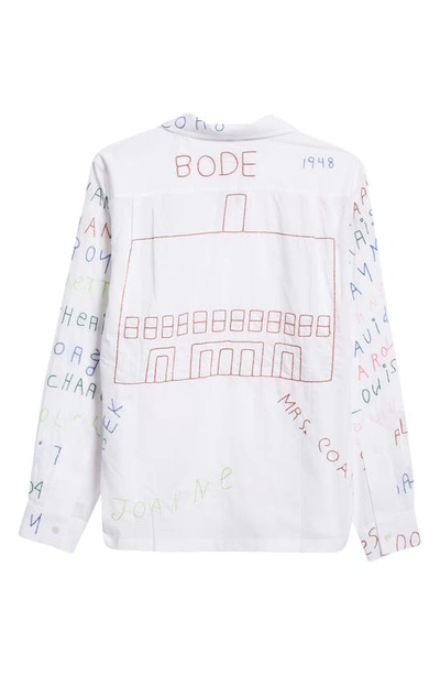 Shop Bode Familial Hall Embroidered Long Sleeve Camp Shirt In White Multi