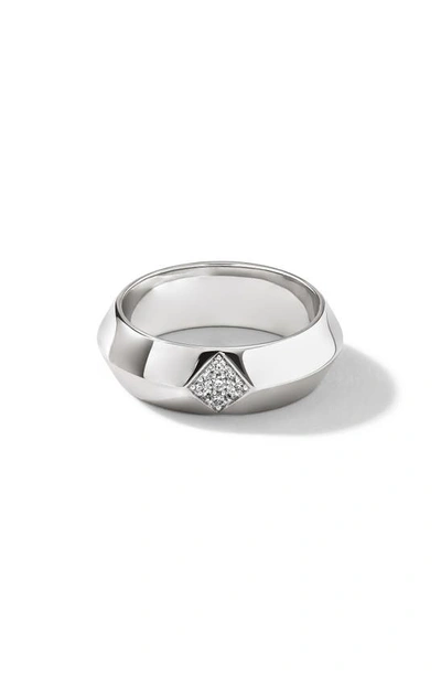 Shop Cast The Defiant Pavé Diamond Band Ring In Sterling Silver