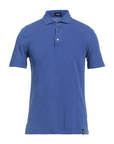 Shop Drumohr Man Polo Shirt Navy Blue Size Xxl Cotton