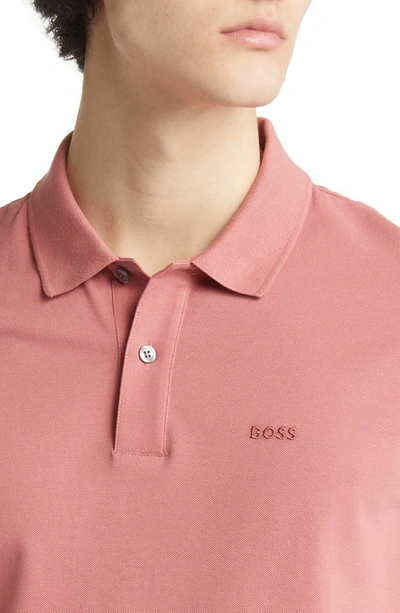 Shop Hugo Boss Pallas Cotton Polo In Pink