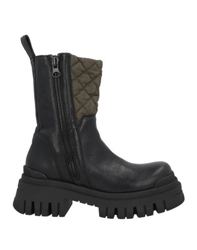 Mich E Simon Mich Simon Woman Ankle Boots Black Size 8 Leather, Textile Fibers In Black