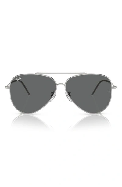 Ray Ban Ray-ban Aviator Reverse 59mm Pilot Sunglasses In Silver