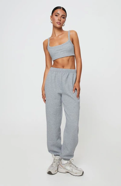 Shop Princess Polly Arabella Crop Camisole & Sweatpants Set In Grey