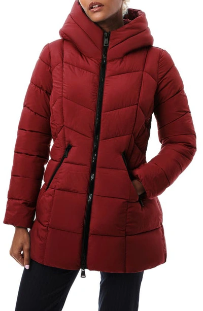 Shop Bernardo Hooded Water Resistant Puffer Jacket In Red Sangria