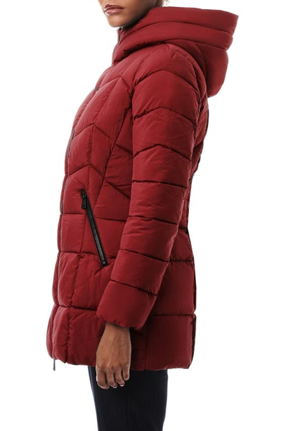 Shop Bernardo Hooded Water Resistant Puffer Jacket In Red Sangria