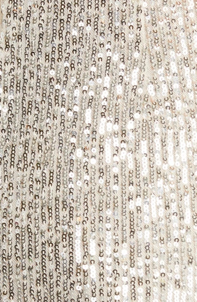 Vince Camuto Sequin Off The Shoulder Gown In Silver