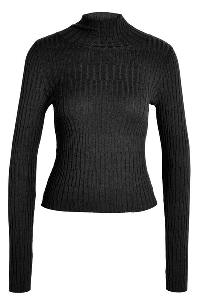 Shop Noisy May Nancy Rib Stitch Mock Neck Sweater In Black