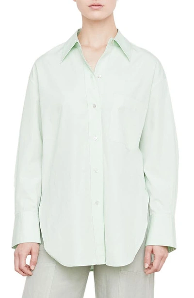 Shop Vince Oversize Cotton Button-up Shirt In Dew