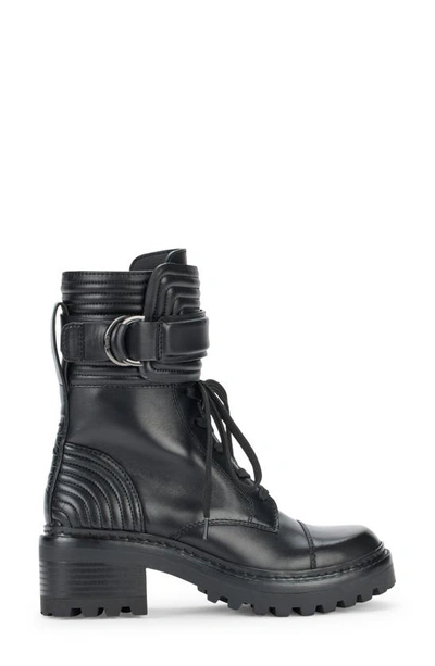 Dkny Basia Faux Fur Lined Combat Boot In Black