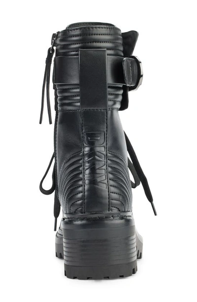 Dkny Basia Faux Fur Lined Combat Boot In Black