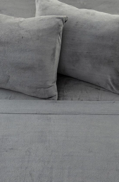 Woven & Weft Solid Plush Velour Sheet Set In Dark Grey