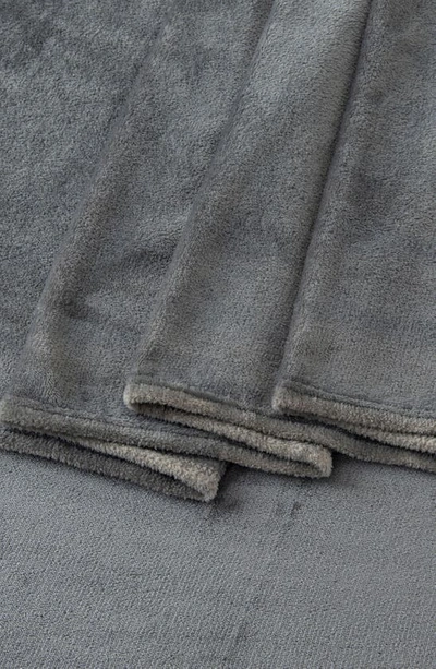 Shop Woven & Weft Solid Plush Velour Sheet Set In Dark Grey