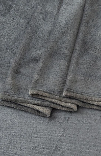 Woven & Weft Solid Plush Velour Sheet Set In Dark Grey