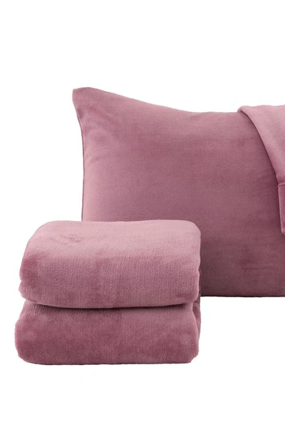 Shop Woven & Weft Solid Plush Velour Sheet Set In Rose