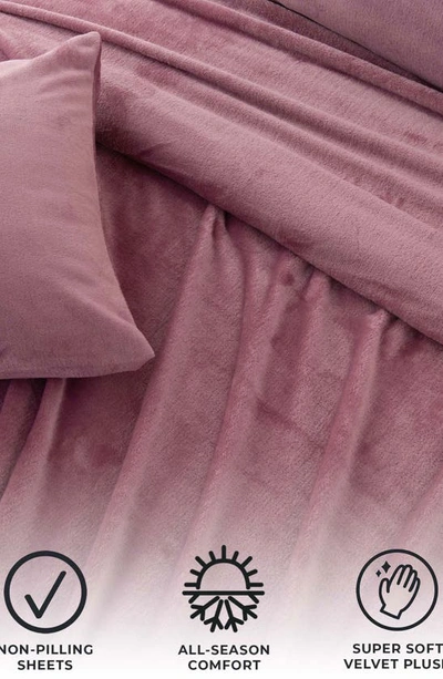 Shop Woven & Weft Solid Plush Velour Sheet Set In Rose
