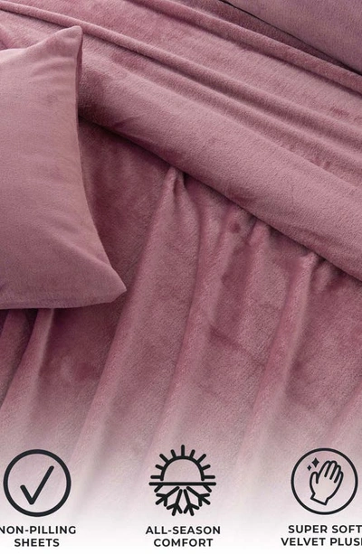 Woven & Weft Solid Plush Velour Sheet Set In Rose