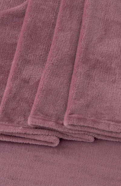 Shop Woven & Weft Solid Plush Velour Sheet Set In Rose