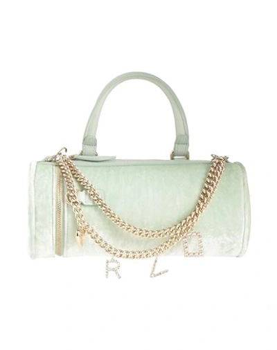 Shop Roger Vivier Woman Handbag Light Green Size - Soft Leather, Textile Fibers