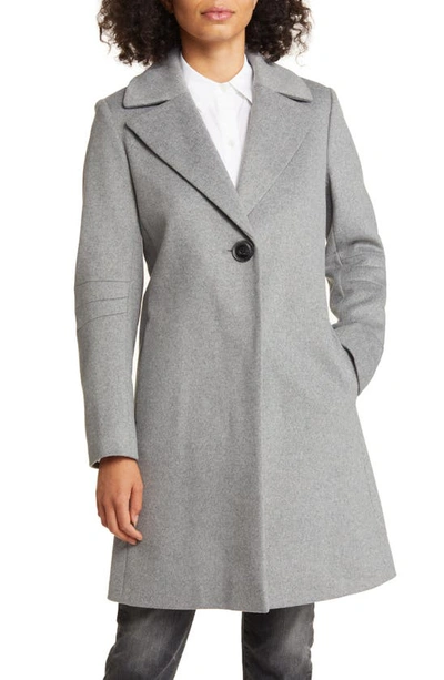 Shop Via Spiga Walker Single Breasted Wool Blend Coat In Light Grey