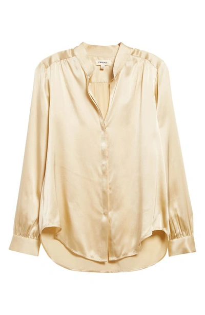 Shop L Agence Bianca Silk Satin Blouse In Marzipan