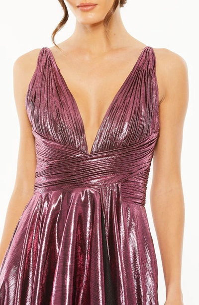 Shop Mac Duggal Pleated Metallic Cocktail Dress In Rose