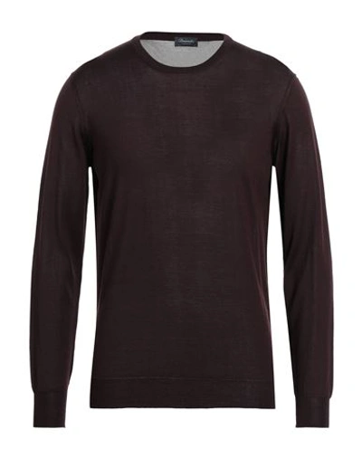 Shop Drumohr Man Sweater Cocoa Size 44 Silk In Brown