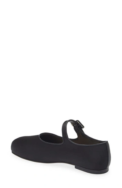 Shop Sandy Liang Mary Jane Flat In Black Satin