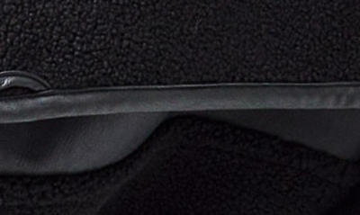 Spanx ® Fleece & Faux Leather Long Wrap Jacket In Very Black/ Very Black