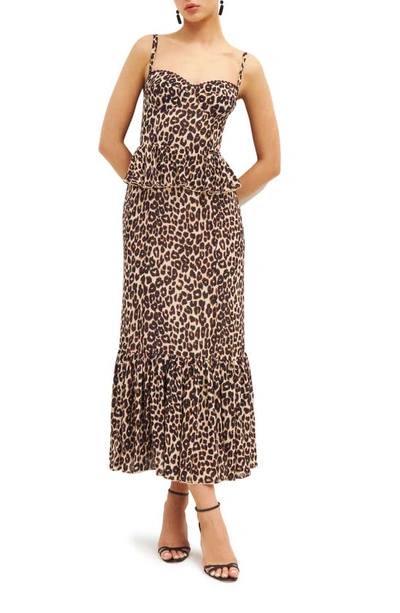 Shop Reformation Felda Animal Print Maxi Dress In Leopard