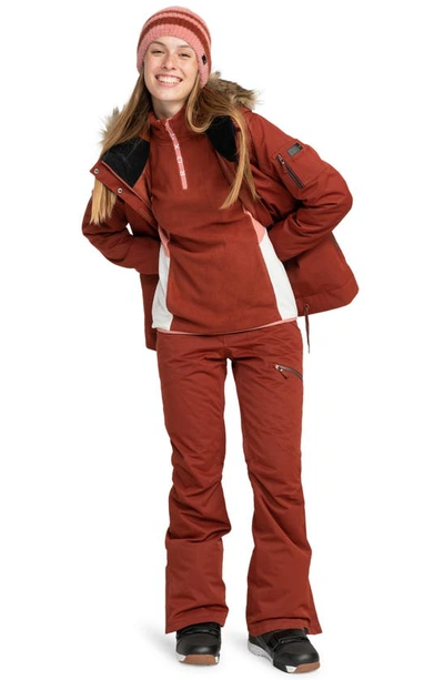 Shop Roxy Nadia Insulated Waterproof Snow Pants In Smoked Paprika