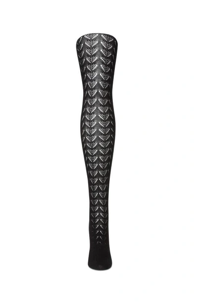 Memoi Pelerine Pointelle Sweater Tights In Black