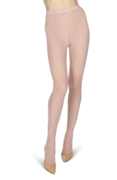Memoi Pelerine Pointelle Sweater Tights In Blush