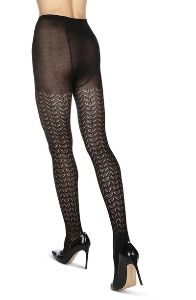 Memoi Pelerine Pointelle Sweater Tights In Black