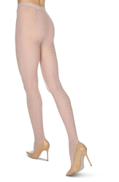 Memoi Pelerine Pointelle Sweater Tights In Blush