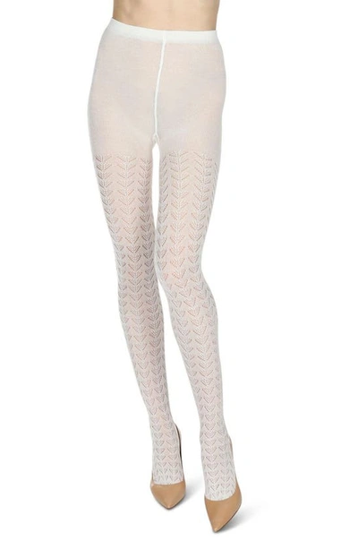 Memoi Pelerine Pointelle Sweater Tights In Winter White